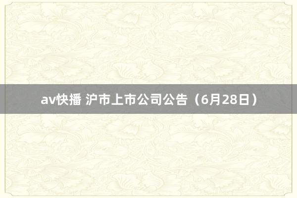 av快播 沪市上市公司公告（6月28日）