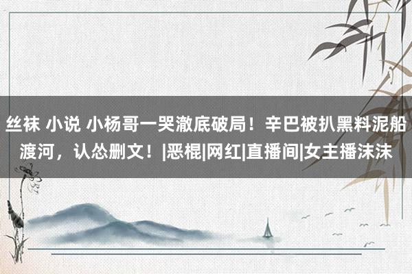 丝袜 小说 小杨哥一哭澈底破局！辛巴被扒黑料泥船渡河，认怂删文！|恶棍|网红|直播间|女主播沫沫